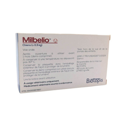 MILBELIO vermifuge polyvalent pour chiens adultes et chiots
